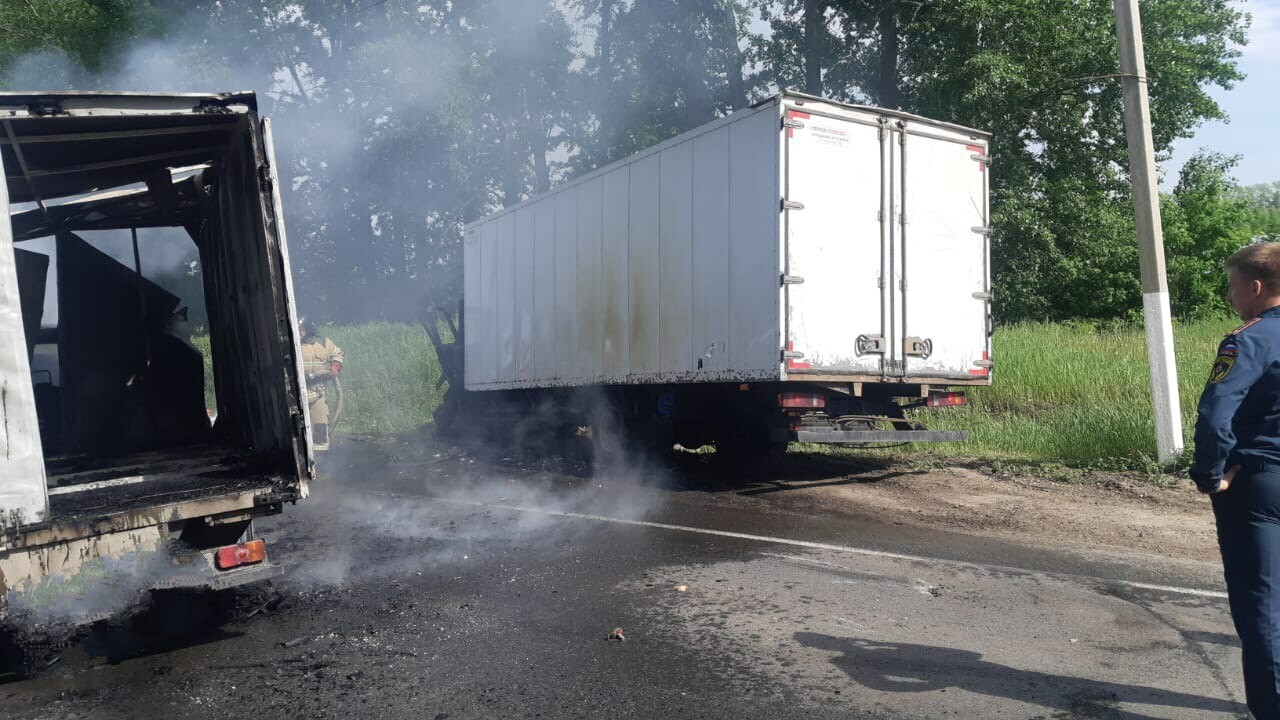 В Татарстане после лобового столкновения с «КАМАЗом» загорелась «ГАЗель»