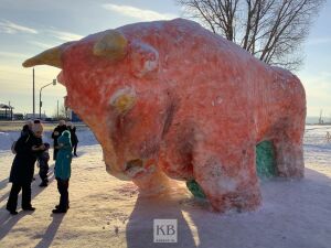Красный бык стал новогодней достопримечательностью Зеленодольска