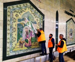 В Казани на станции метро «Площадь Габдуллы Тукая» начали реставрировать мозаику на стенах